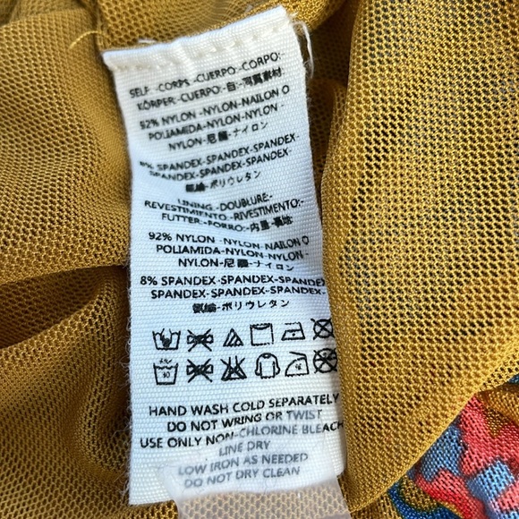 Free People Mustard Yellow Wild Flower Honey Mesh Top. Size XS/Small. - Picture 13 of 14